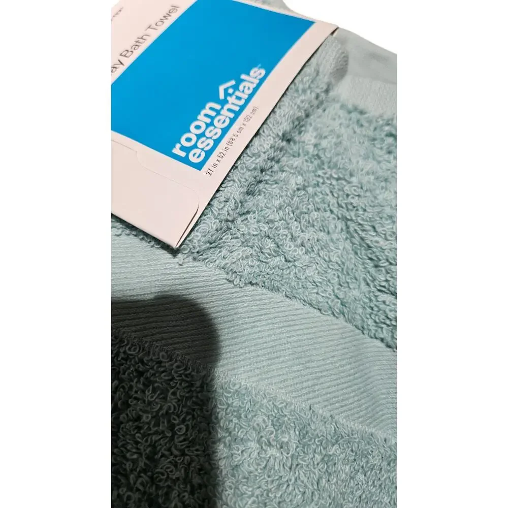 Room Essentials Everyday Bath Towel Okeo-Tex  27x52 Aqua Mint Set of 2 NWT